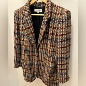 Bill Blass Wool Multicolor Plaid Jacket